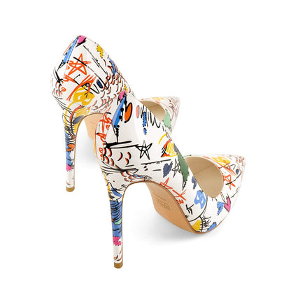 Coloured printed high heels