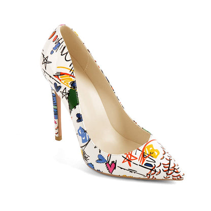 Coloured printed high heels