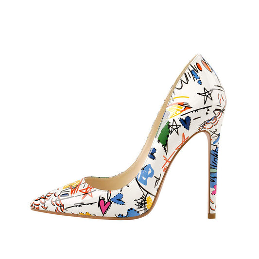 Coloured printed high heels