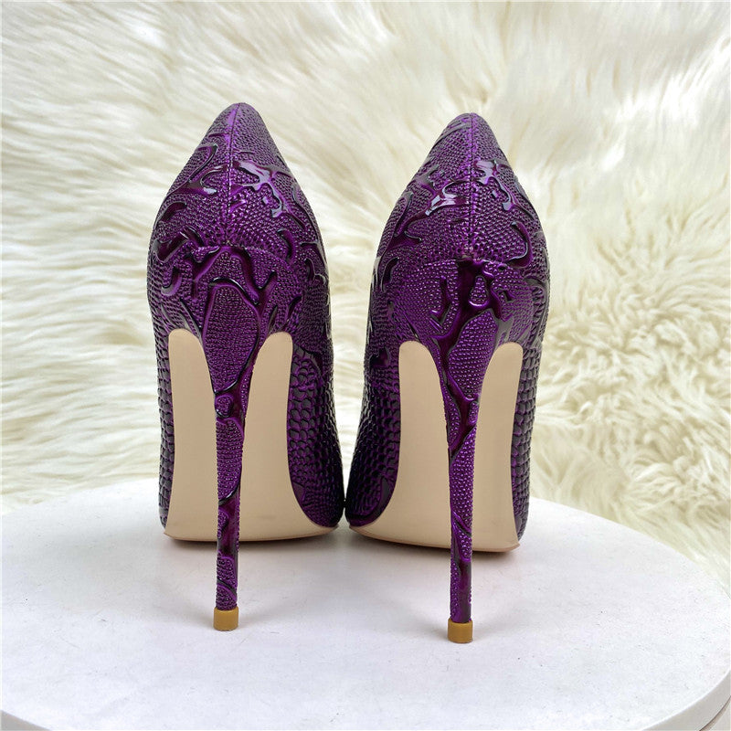 Purple textured Pumps