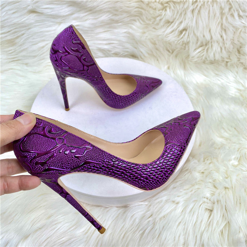 Purple textured Pumps