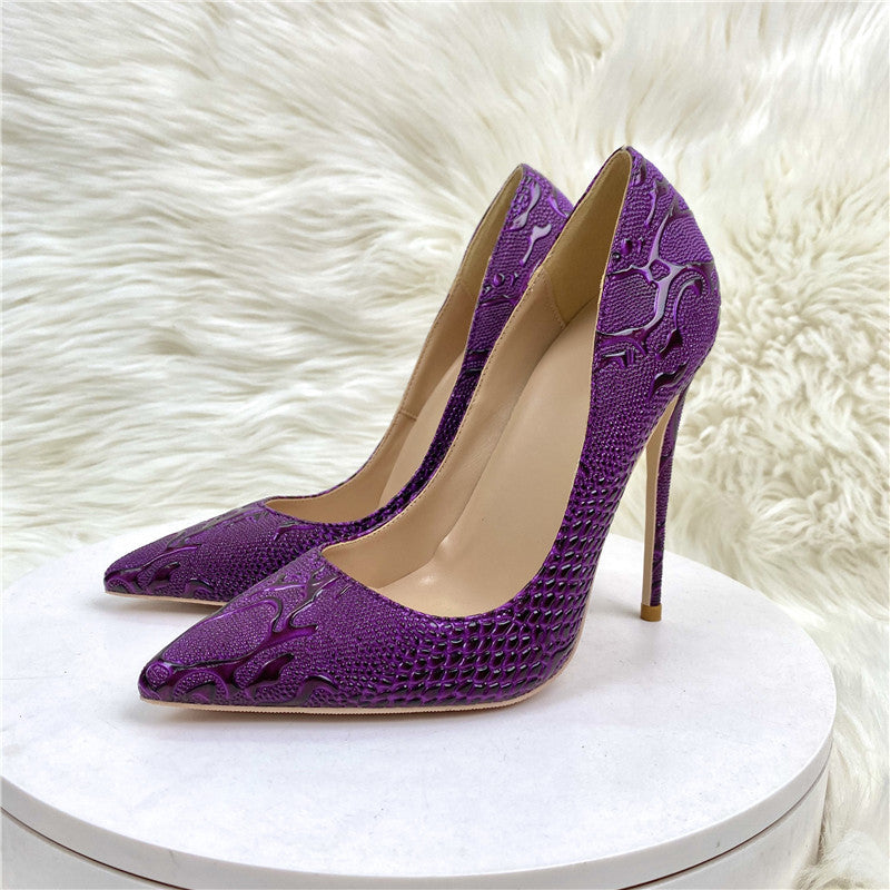 Purple textured Pumps