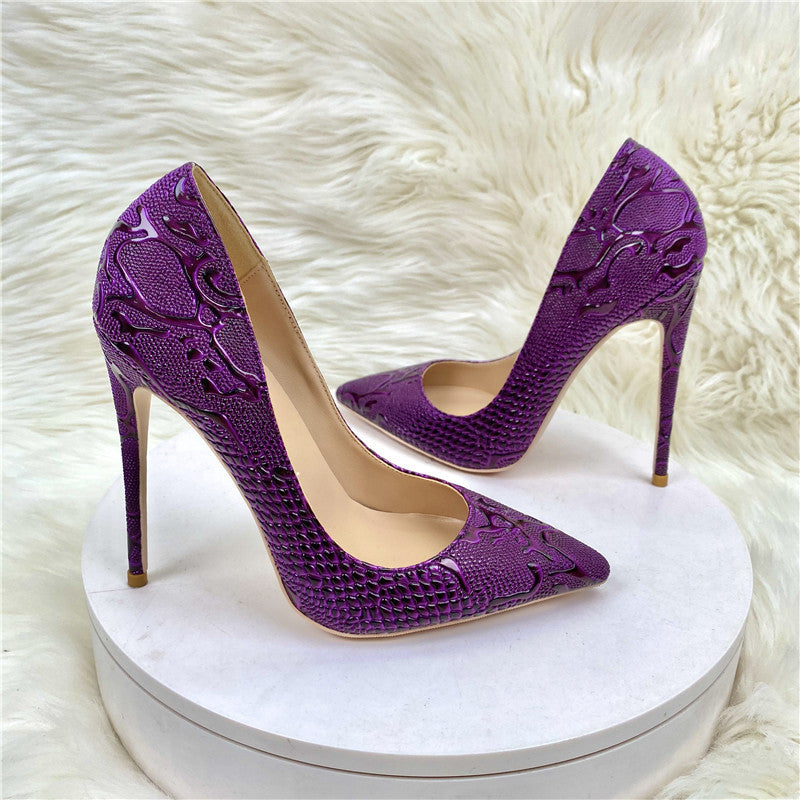 Purple textured Pumps
